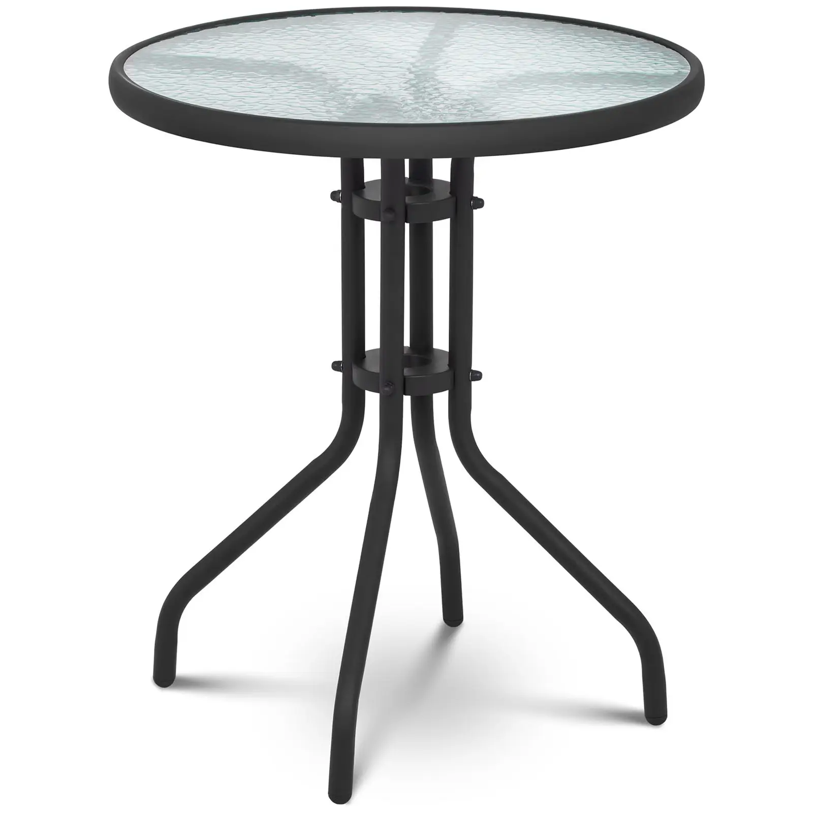 Záhradný stôl okrúhly - Ø 60 cm - so sklenenou doskou - čierny