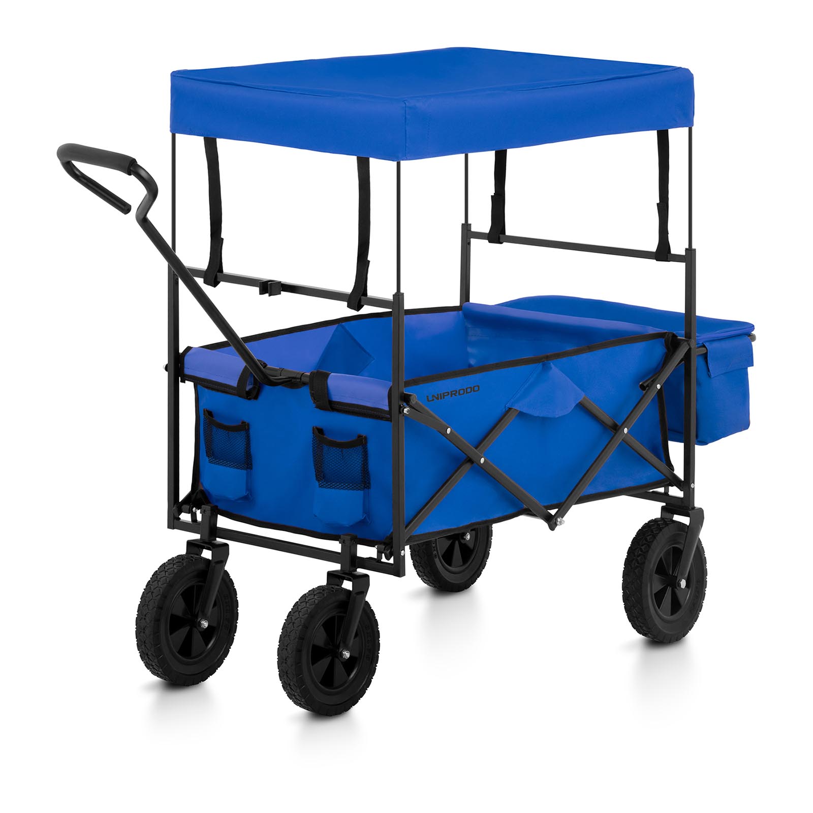 Sammenleggbar trekkvogn med tak - blå