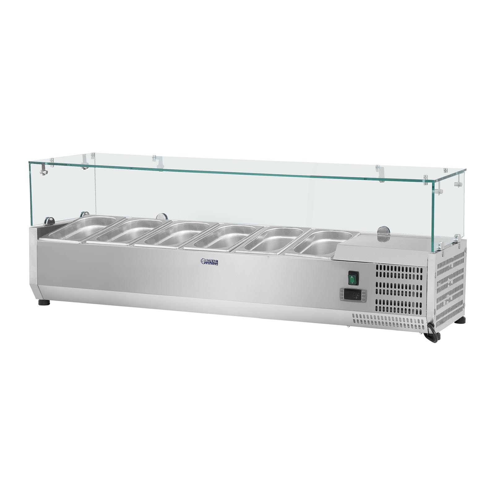 Countertop Refrigerated Display Case - 140 x 39 cm - 5 GN 1/3 Containers - Glass Cover