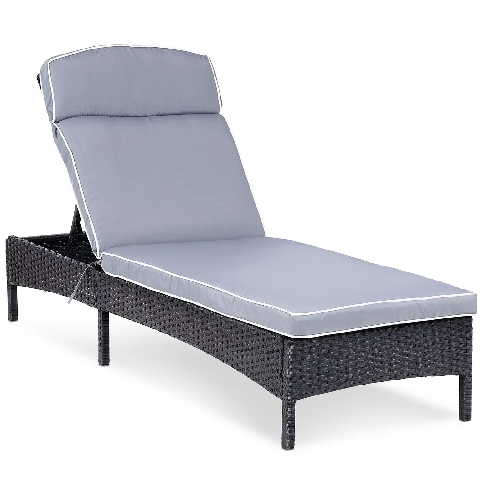 Sunbed - light grey - rattan - adjustable backrest
