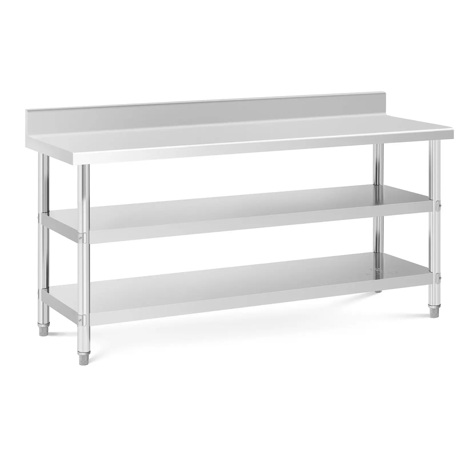 Stainless Steel Work Table with upstand - 180 x 60 x 16.5 cm - 226 kg - 2 shelves - Royal Catering