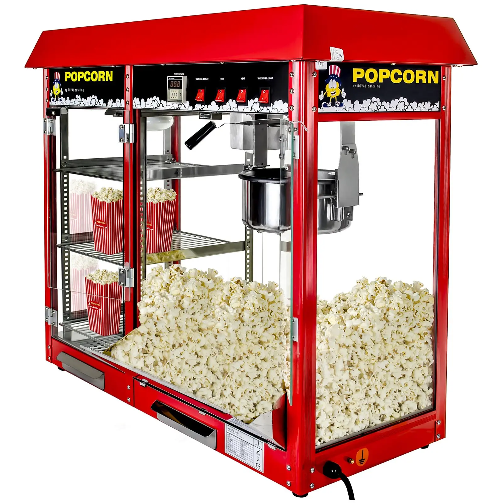 Stroj na popcorn - vyhrievaná výklad - červený