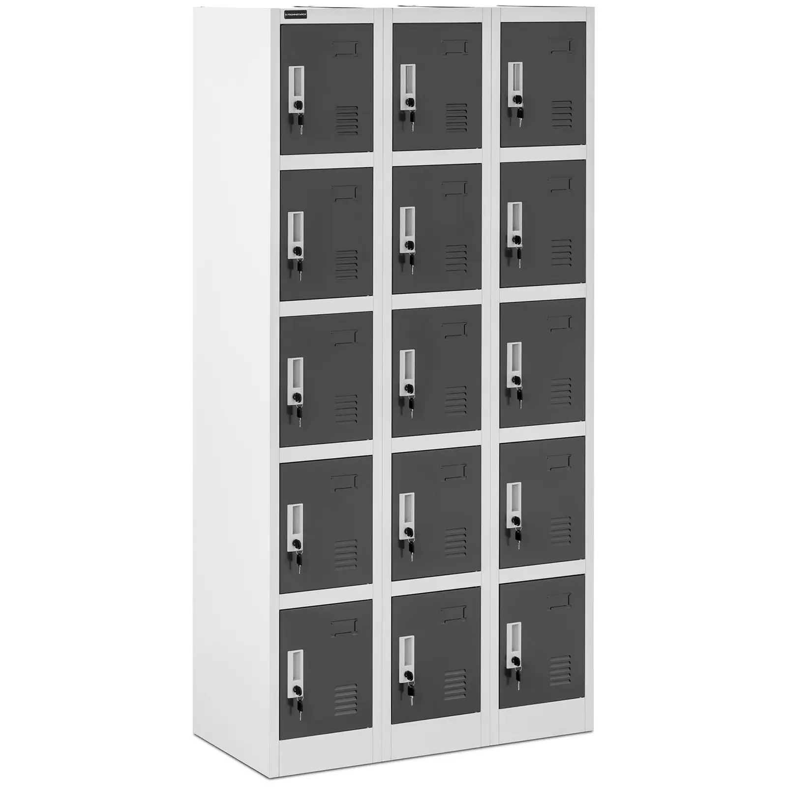Metal Storage Locker - 15 lockers - grey