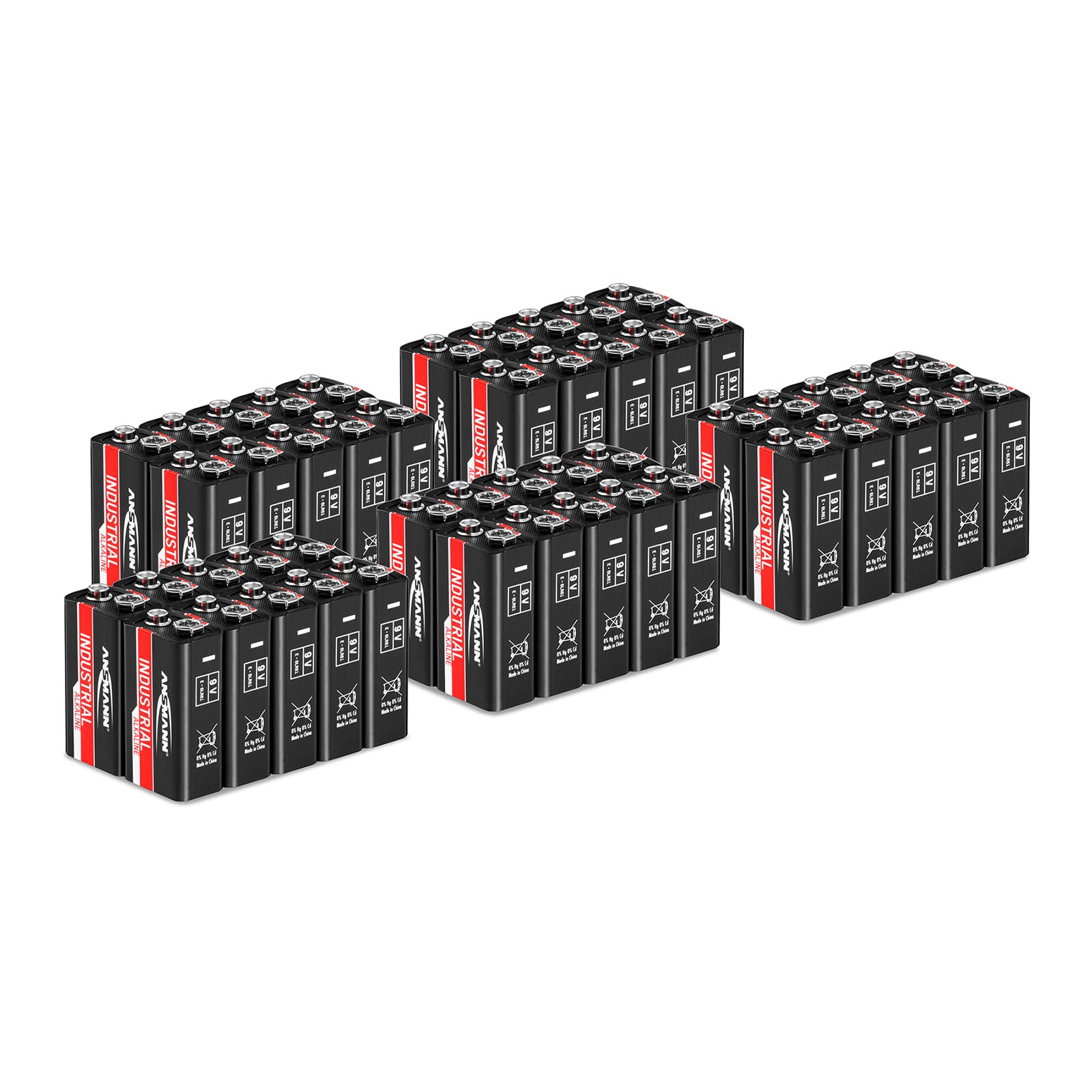 50 x 9 V batteries 6LR61 - Ansmann INDUSTRIAL Alkaline Batteries - 9 V