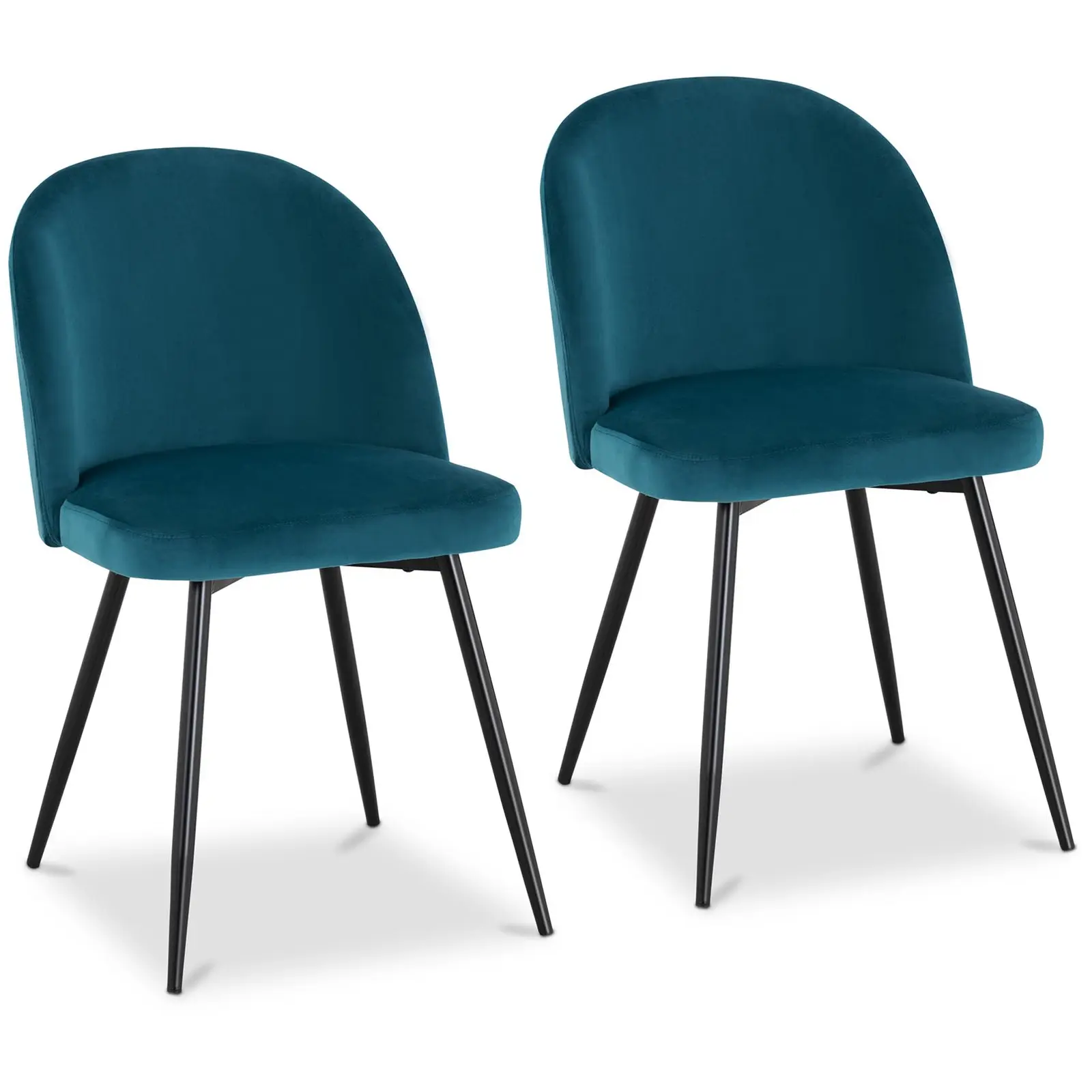 Produtos recondicionados Cadeira estofada - azul-turquesa - aveludada - 2 un.
