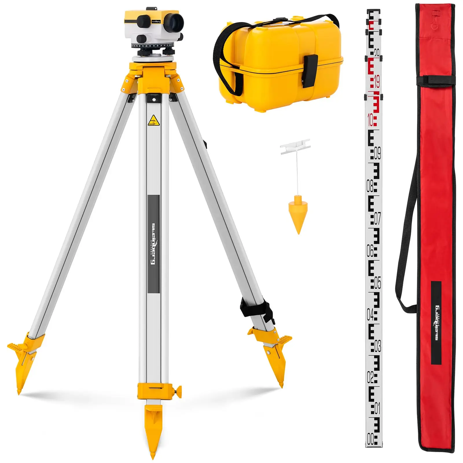 Factory second Automatic Level - with tripod and level staff - 32x magnification - 40 mm lens - deviation 1 mm - air damped compensator