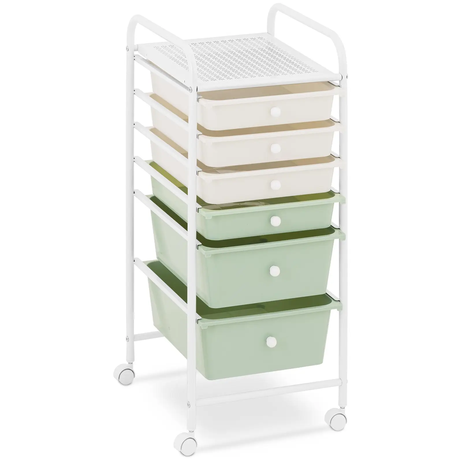 Salon Trolley - 6 drawers - cream/green