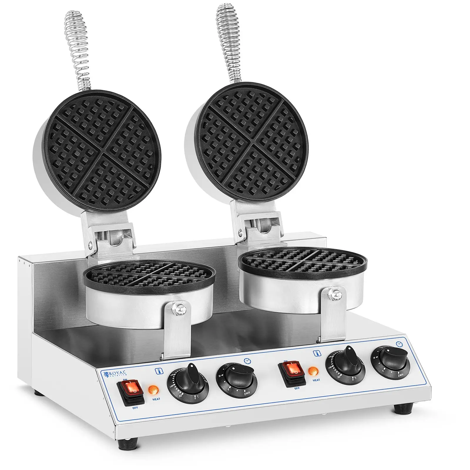 Máquina de waffles - dupla - Royal Catering - redonda - 2,600 W
