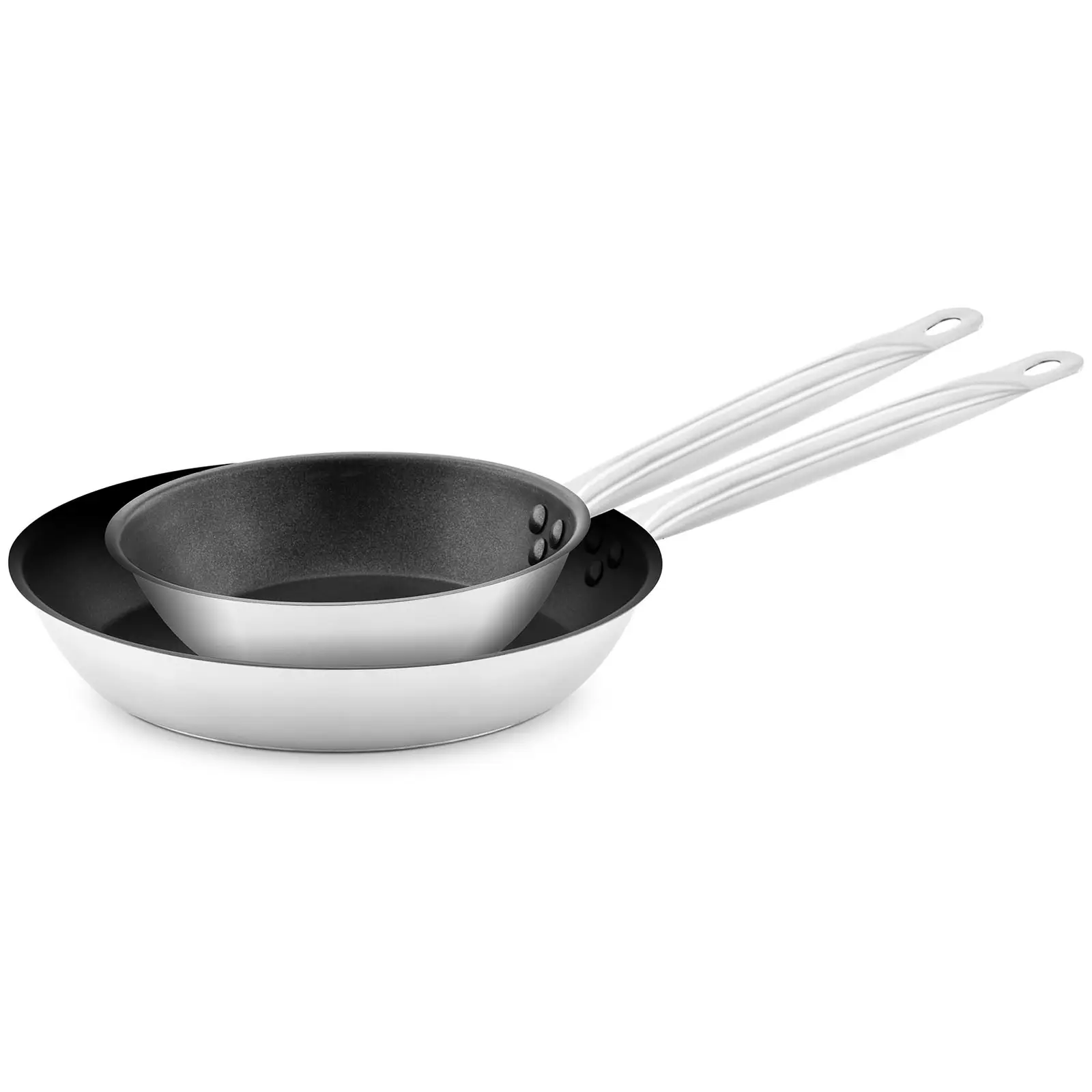 Stainless Steel Frying Pan - 2 pcs. - coated - Ø 20 / 28 cm x 5 cm