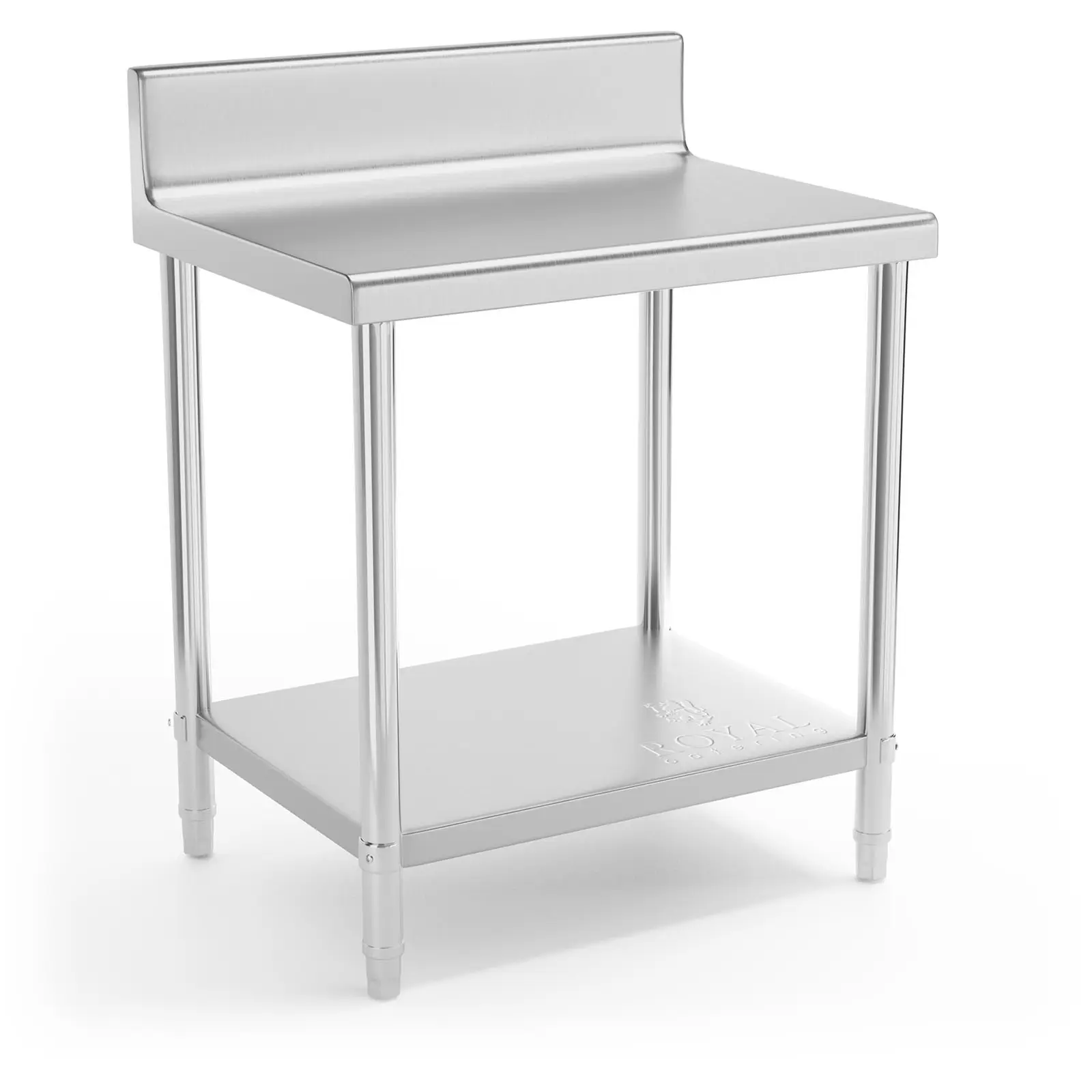 Pracovný stôl z nehrdzavejúcej ocele - 80 x 60 cm - lem - nosnosť 190 kg